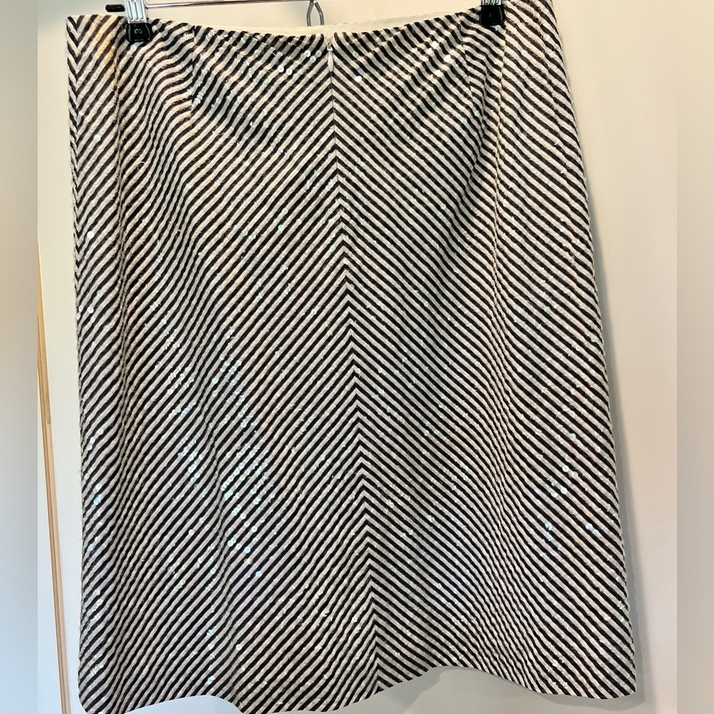 JCrew sequined white and navy striped skirt - like new! Size 8